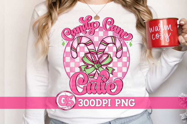 Candy Cane Cutie PNG for Sublimation Retro Christmas Sublimation Greedy Stitches 