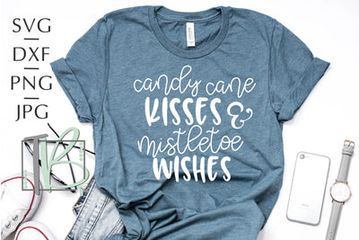 Candy Cane Kisses and Mistletoe Wishes SVG, Christmas Cut File SVG TB Designs 