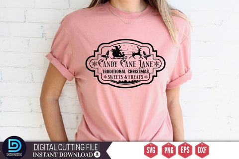 Candy cane lane traditional christmas sweets & treats SVG SVG DESIGNISTIC 