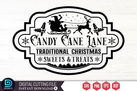 Candy cane lane traditional christmas sweets & treats SVG SVG DESIGNISTIC 