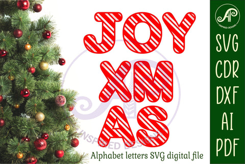 Candy cane letters alphabet set. 26 layered letter SVG APInspireddesigns 