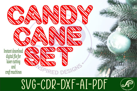 Candy cane letters alphabet set. 26 layered letter SVG APInspireddesigns 