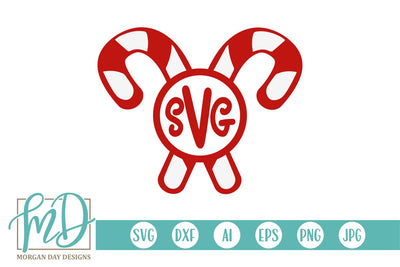 Candy Cane Monogram Frame SVG Morgan Day Designs 