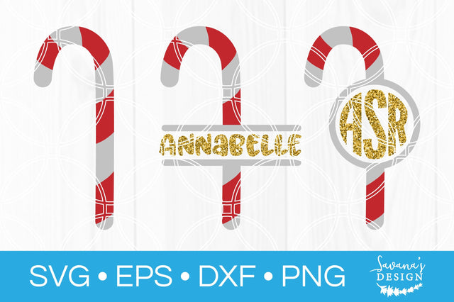 Candy Cane Monogram SVG Bundle SVG SavanasDesign 