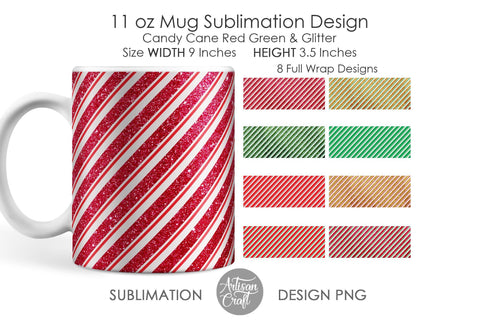 Candy cane mug, 11 oz mug sublimation SVG Artisan Craft SVG 