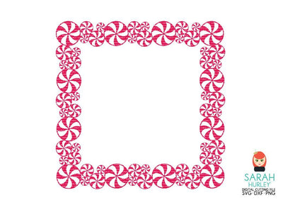 Candy Cane Square Frame SVG Sarah Hurley 
