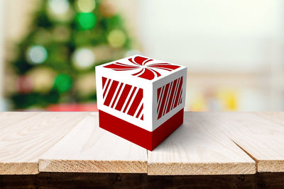 Candy Cane Stripe Cube Box SVG 3D Paper Risa Rocks It 