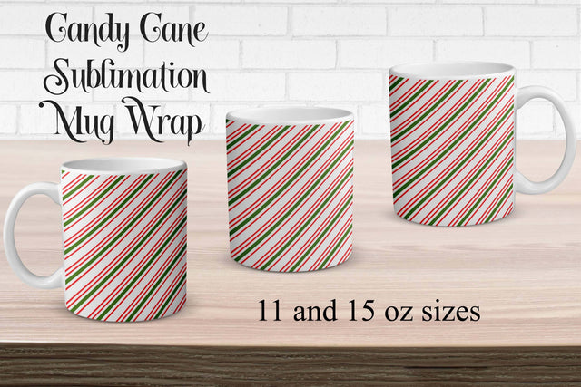 Candy Cane Sublimation Mug Wrap Sublimation Digital Honeybee 