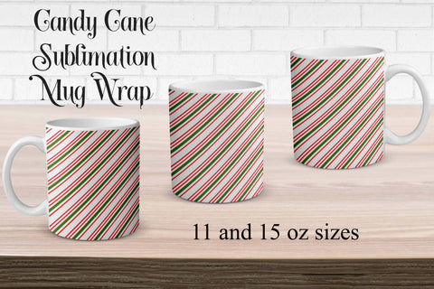 Candy Cane Sublimation Mug Wrap Sublimation Digital Honeybee 
