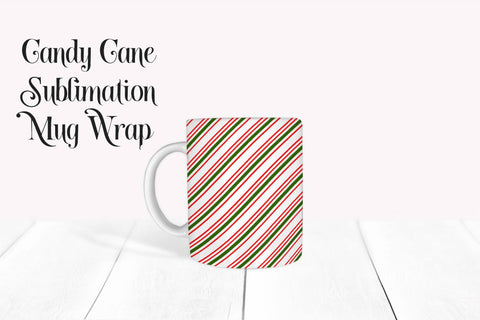 Candy Cane Sublimation Mug Wrap Sublimation Digital Honeybee 