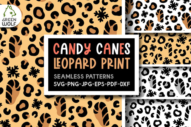 Candy cane svg Christmas leopard print svg Christmas seamless pattern Quirky christmas digital paper Vinyl decal svg cut file fot cricut SVG GreenWolf 