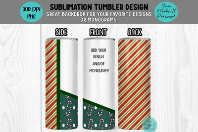 Candy Cane Tumbler Design for Sublimation Sublimation You Make It Personal 