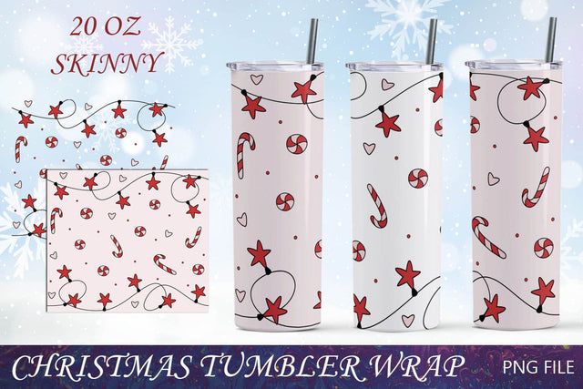 Candy cane tumbler wrap, Christmas 20 oz skinny tumbler sublimation Sublimation AnastasiyaArtDesign 