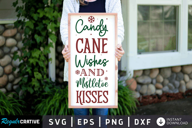 Candy cane wishes and mistletoe SVG Design SVG Regulrcrative 