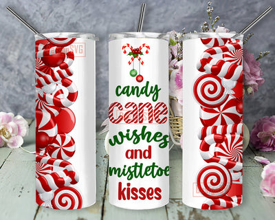 Candy Cane Wishes Christmas Tumbler Png, Candy Cane 20oz Tumbler Wrap, Merry Christmas Sublimation Design, Holiday Tumbler Design, Instant Download Sublimation DesignSVG 