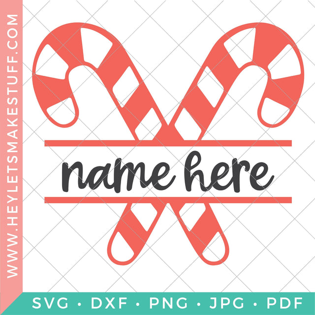 Candy Canes Monogram SVG Hey Let's Make Stuff 