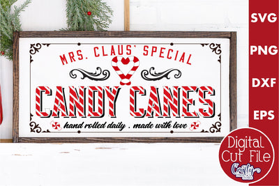 Candy Canes Sign, Vintage Christmas Farmhouse Svg SVG Crafty Mama Studios 
