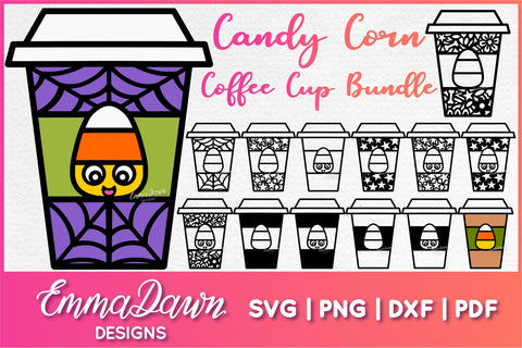 Candy Corn Coffee Cup SVG Bundle SVG Emma Dawn Designs 