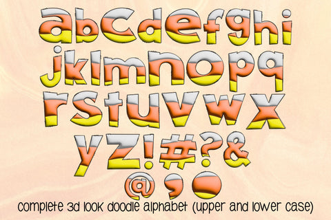 Candy Corn Doodle Letters PNG, Halloween Alpha Bundle Sublimation Crafty Mama Studios 