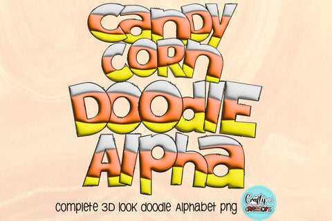 Candy Corn Doodle Letters PNG, Halloween Alpha Bundle Sublimation Crafty Mama Studios 