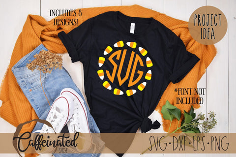 Candy Corn Monogram Frame SVG SVG Caffeinated SVGs 