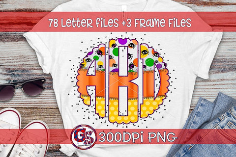 Candy Corn & Spider Monogram Set PNG for Sublimation-Halloween PNG Sublimation Greedy Stitches 