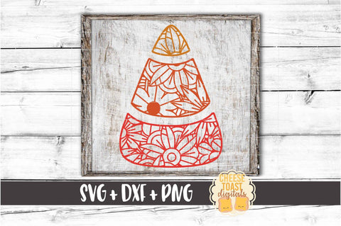 Candy Corn Zen Doodle Mandala - Halloween SVG PNG DXF Cut Files SVG Cheese Toast Digitals 