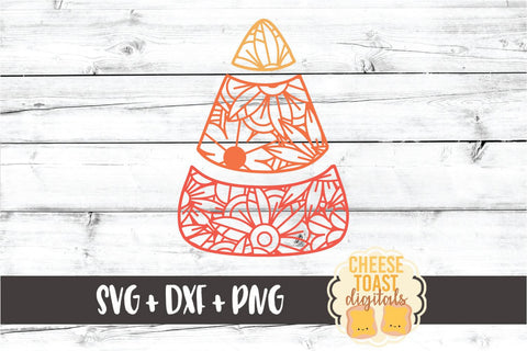 Candy Corn Zen Doodle Mandala - Halloween SVG PNG DXF Cut Files SVG Cheese Toast Digitals 
