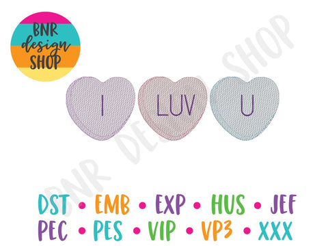 Candy Heart Quick Stitch Machine Embroidery Design Embroidery/Applique BNRDesignShop 