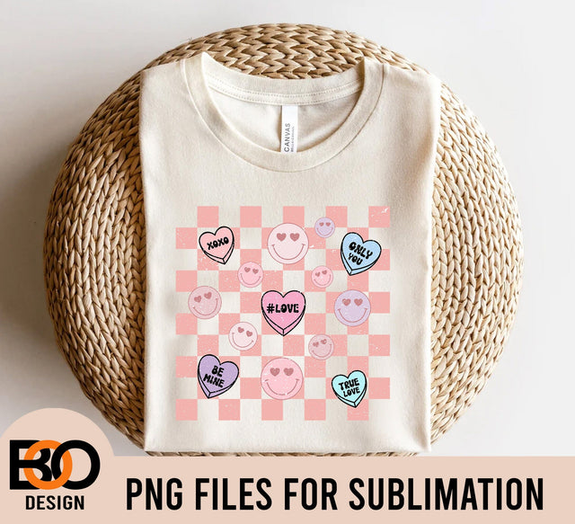 Candy hearts png, Checkered pattern png, Retro valentine sublimation designs Digital Download, sublimation designs downloads valentines Sublimation BOO-design 