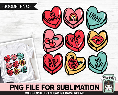 Candy Hearts SUBLIMATION design PNG, Anti Valentines Day PNG sublimation file, Candy Hearts png file, Hate Valentines Day Candy Sublimation Sublimation Wild Pilot 