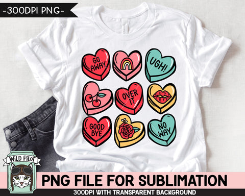 Candy Hearts SUBLIMATION design PNG, Anti Valentines Day PNG sublimation file, Candy Hearts png file, Hate Valentines Day Candy Sublimation Sublimation Wild Pilot 