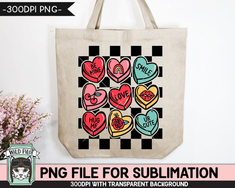 Candy Hearts SUBLIMATION design PNG, Retro Valentines Day PNG sublimation file, Candy Hearts png file, Valentines Day Candy Sublimation png Sublimation Wild Pilot 