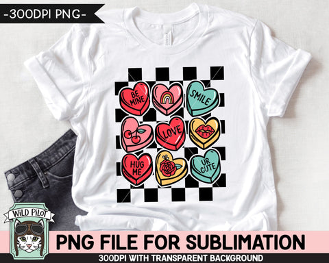 Candy Hearts SUBLIMATION design PNG, Retro Valentines Day PNG sublimation file, Candy Hearts png file, Valentines Day Candy Sublimation png Sublimation Wild Pilot 