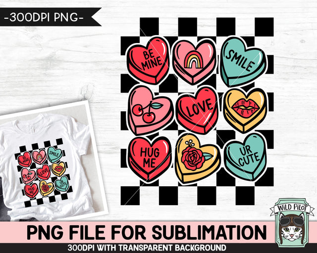 Candy Hearts SUBLIMATION design PNG, Retro Valentines Day PNG sublimation file, Candy Hearts png file, Valentines Day Candy Sublimation png Sublimation Wild Pilot 
