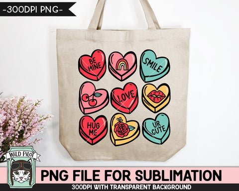 Candy Hearts SUBLIMATION design PNG, Valentines Day PNG sublimation file, Candy Hearts png file, Valentines Day Candy Sublimation Design png SVG Wild Pilot 