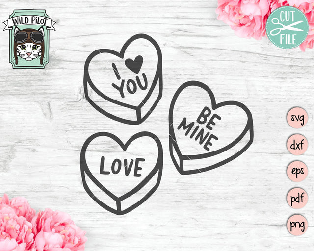Candy Hearts SVG Cut File SVG Wild Pilot 