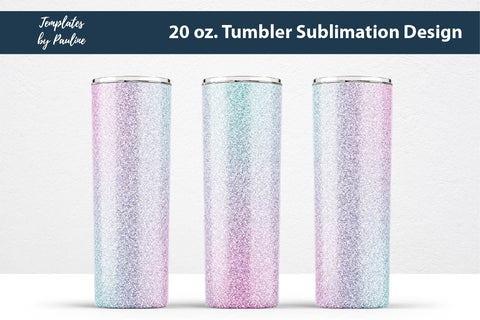 Candy Pink Blue Glitter Seamless 20 oz Skinny Tumbler Sublimation Wrap PNG Sublimation Templates by Pauline 