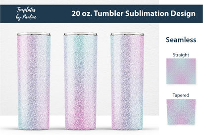 Candy Pink Blue Glitter Seamless 20 oz Skinny Tumbler Sublimation Wrap PNG Sublimation Templates by Pauline 