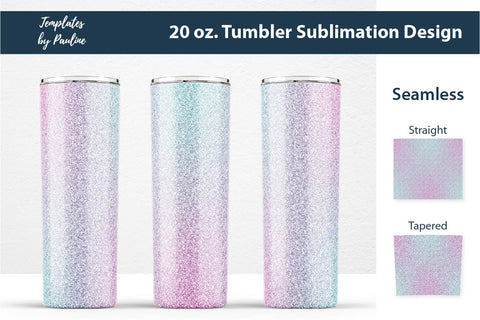 Candy Pink Blue Ombre & Glitter Seamless 20 oz Skinny Tumbler Sublimation Wraps Sublimation Templates by Pauline 