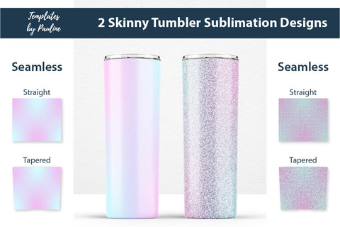 Candy Pink Blue Ombre & Glitter Seamless 20 oz Skinny Tumbler Sublimation Wraps Sublimation Templates by Pauline 