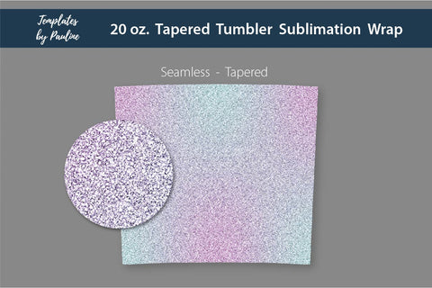 Candy Pink Blue Ombre & Glitter Seamless 20 oz Skinny Tumbler Sublimation Wraps Sublimation Templates by Pauline 