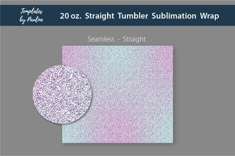Candy Pink Blue Ombre & Glitter Seamless 20 oz Skinny Tumbler Sublimation Wraps Sublimation Templates by Pauline 