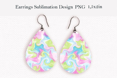 Candy swirls abstract teardrop earrings design png Sublimation LuckyTurtleArt 
