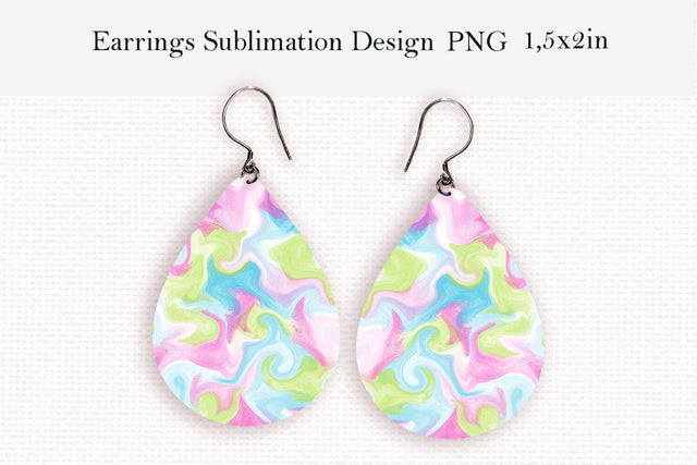 Candy swirls abstract teardrop earrings design png Sublimation LuckyTurtleArt 