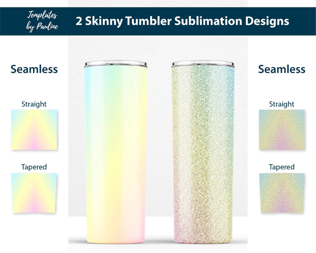 Candy Yellow Ombre & Glitter Seamless 20 oz Skinny Tumbler Sublimation Wraps Sublimation Templates by Pauline 