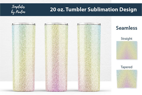 Candy Yellow Ombre & Glitter Seamless 20 oz Skinny Tumbler Sublimation Wraps Sublimation Templates by Pauline 