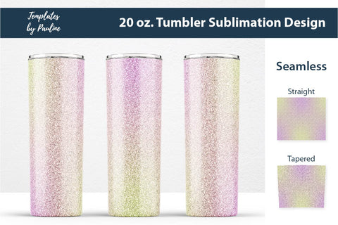Candy Yellow Pink Glitter Seamless 20 oz Skinny Tumbler Sublimation Wrap PNG Sublimation Templates by Pauline 