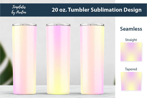 Candy Yellow Pink Ombre Seamless 20 oz Skinny Tumbler Sublimation Wrap PNG Sublimation Templates by Pauline 