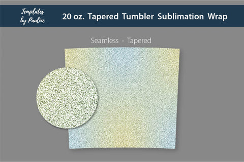 Candy Yellow Teal Ombre & Glitter Seamless 20 oz Skinny Tumbler Sublimation Wraps Sublimation Templates by Pauline 